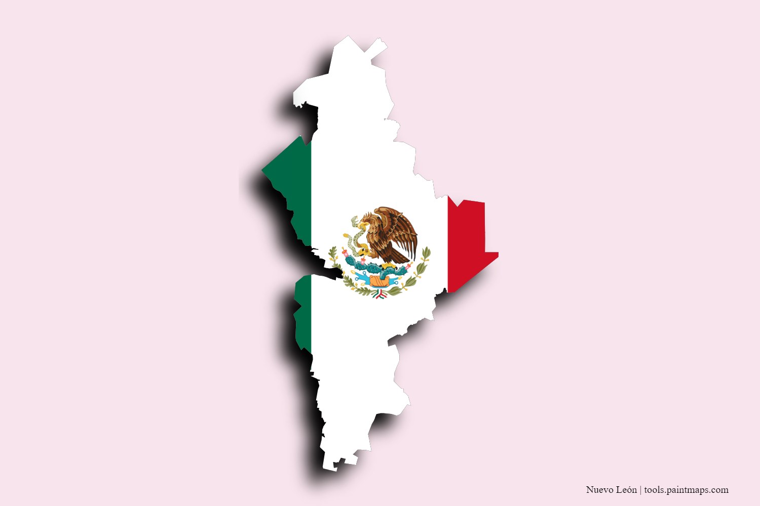 flag map of Nuevo León with 3D shadow effect