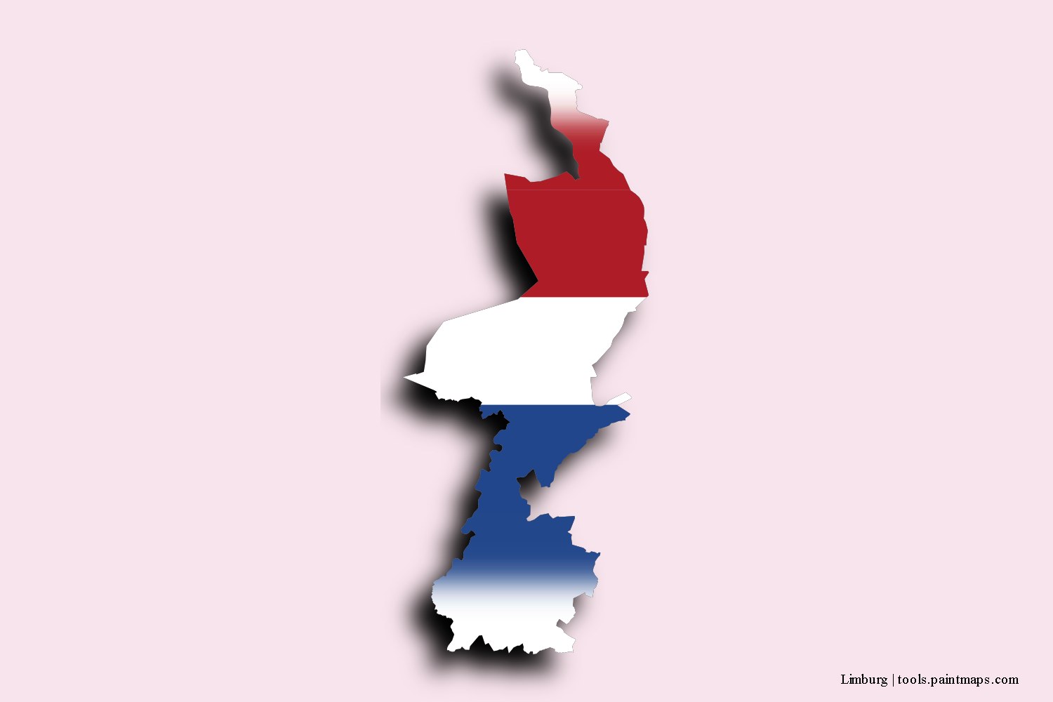 Mapa de la bandera de Limburg con efecto de sombra 3D