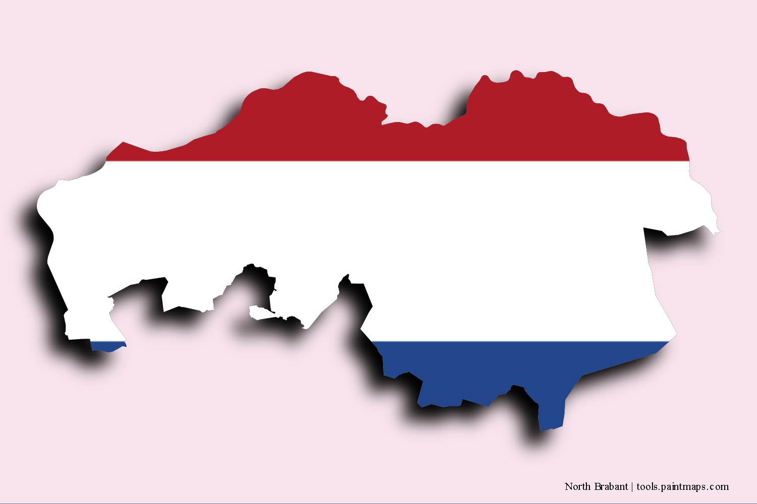 Mapa de la bandera de North Brabant con efecto de sombra 3D