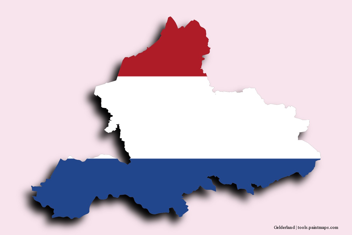 Mapa de la bandera de Gelderland con efecto de sombra 3D