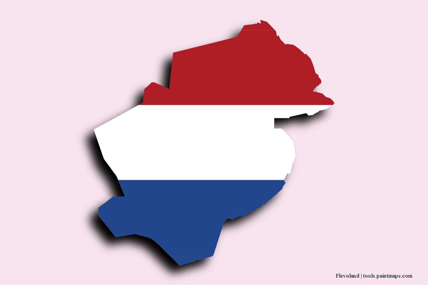 Mapa de la bandera de Flevoland con efecto de sombra 3D