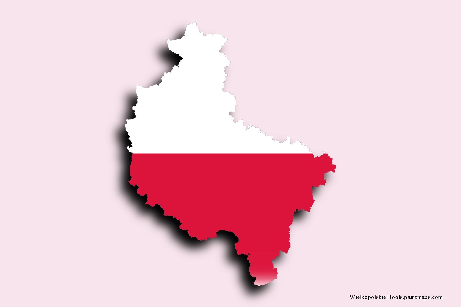 flag map of Greater Poland with 3D shadow effect