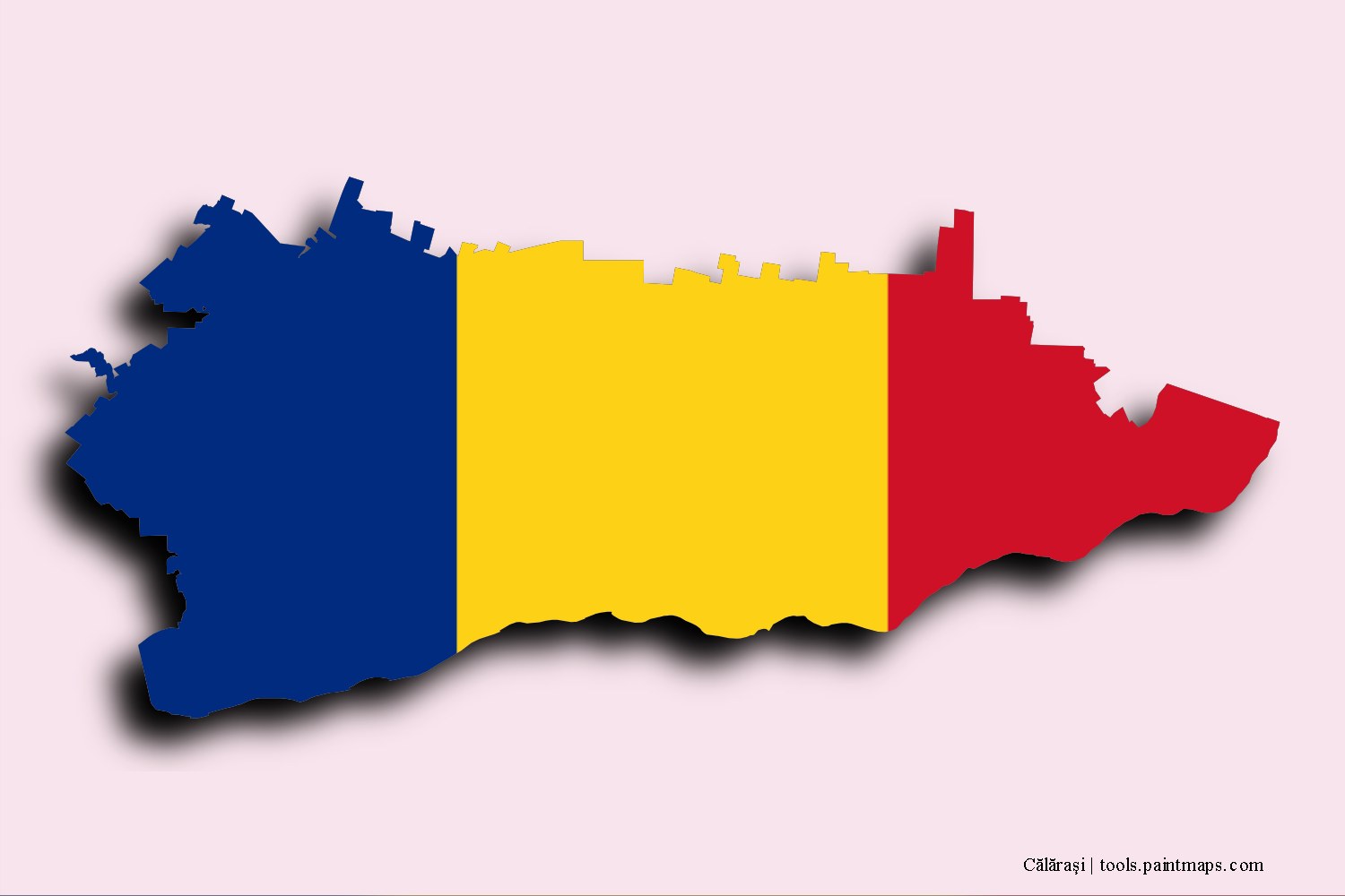 Mapa de la bandera de Călăraşi con efecto de sombra 3D