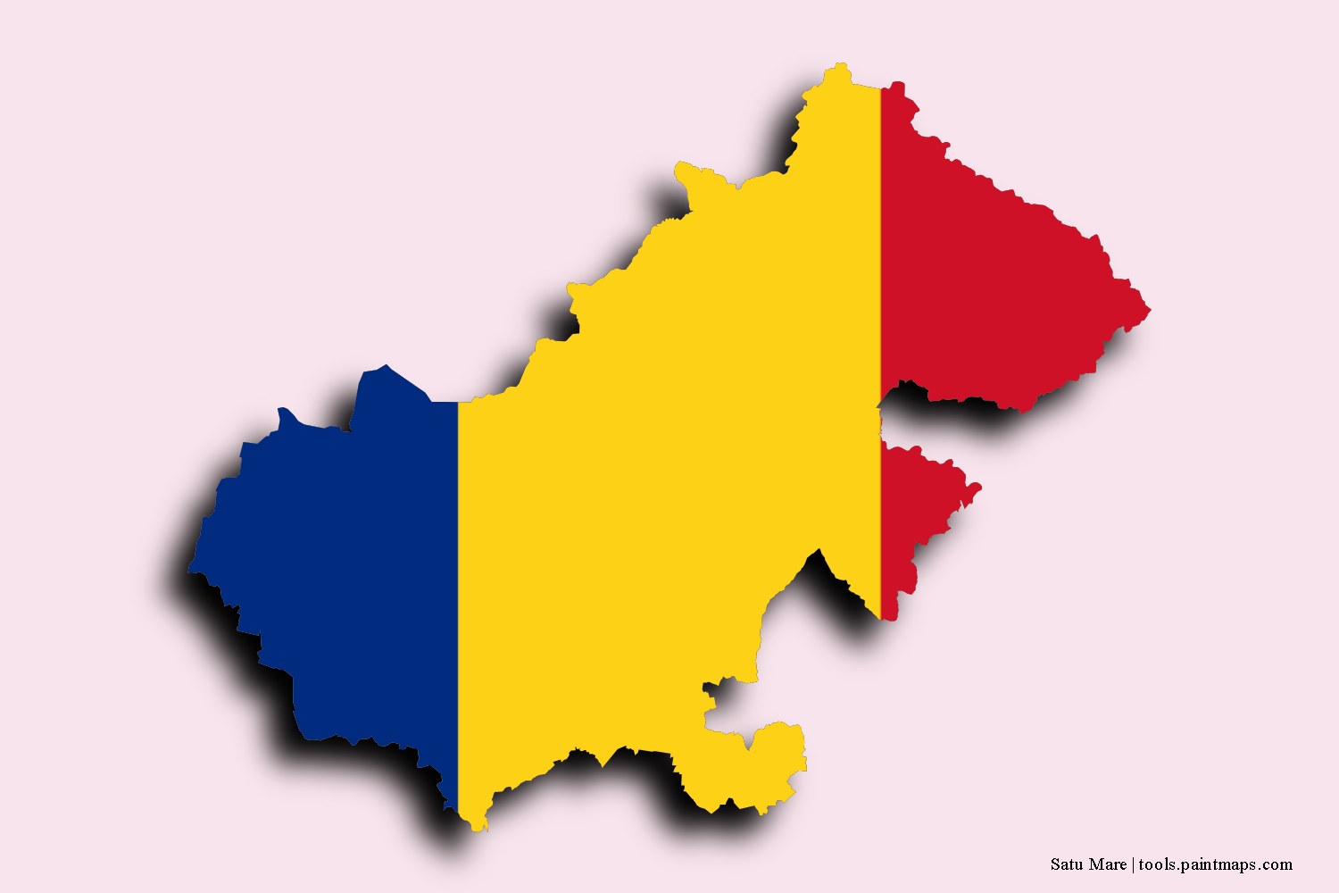 Mapa de la bandera de Satu Mare con efecto de sombra 3D