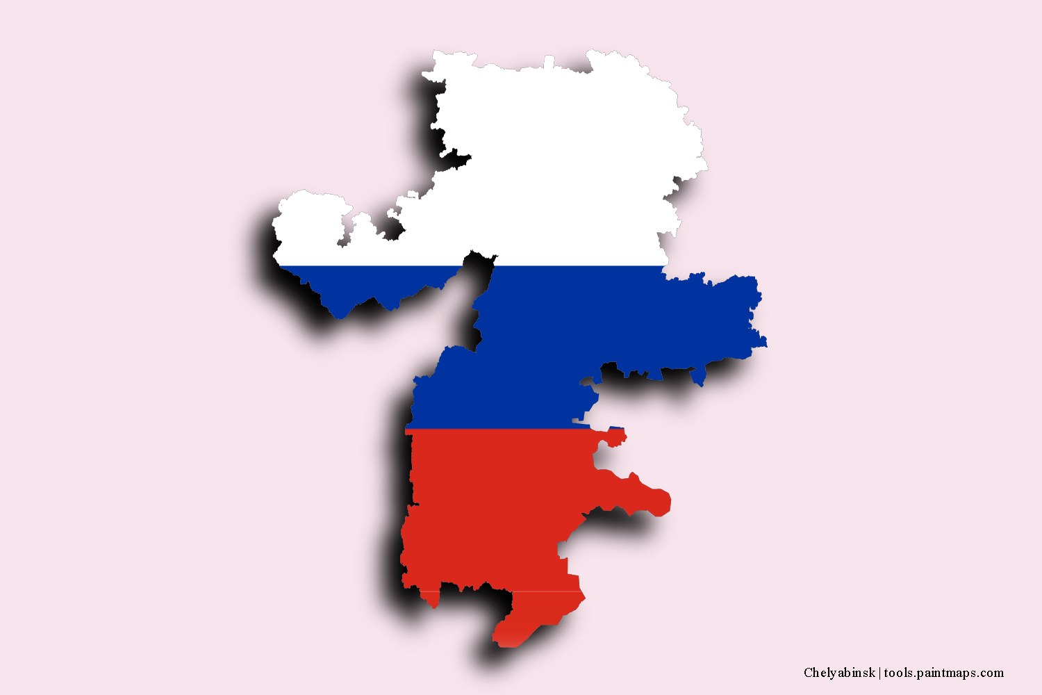 flag map of Chelyabinsk with 3D shadow effect