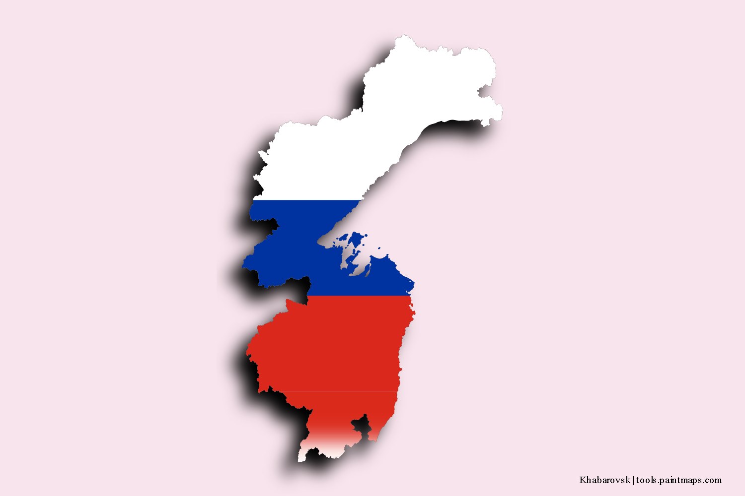 flag map of Khabarovsk with 3D shadow effect