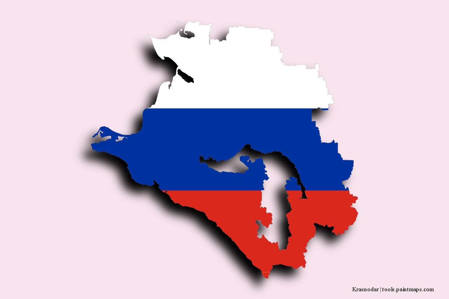 flag map of Krasnodar with 3D shadow effect