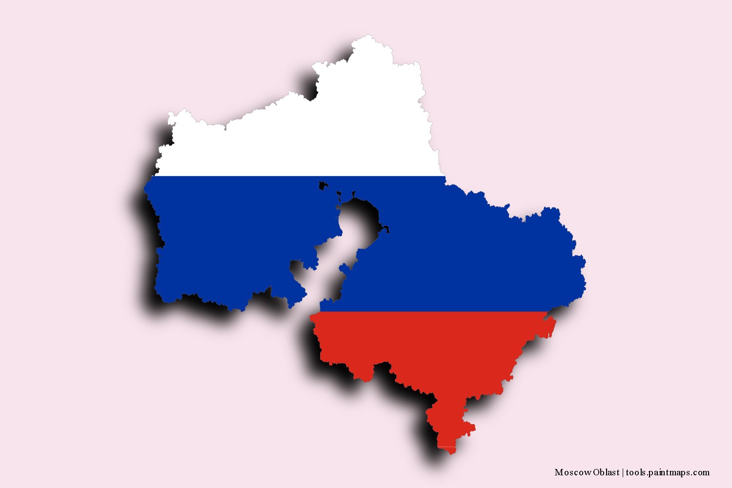 flag map of Moscow Oblast with 3D shadow effect