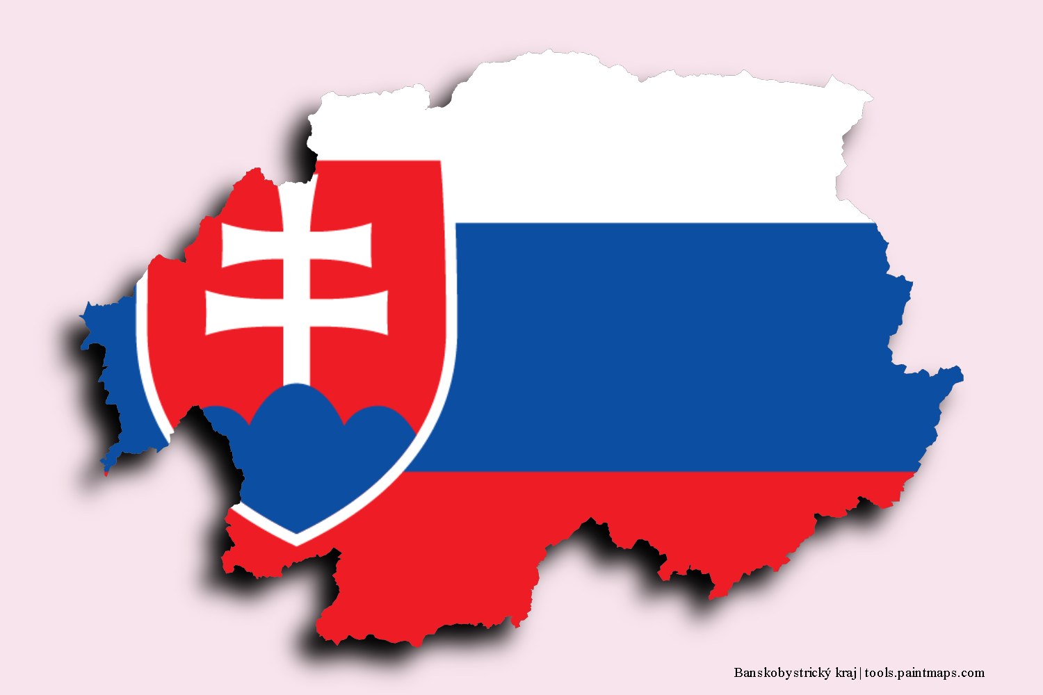 flag map of Banska Bystrica with 3D shadow effect