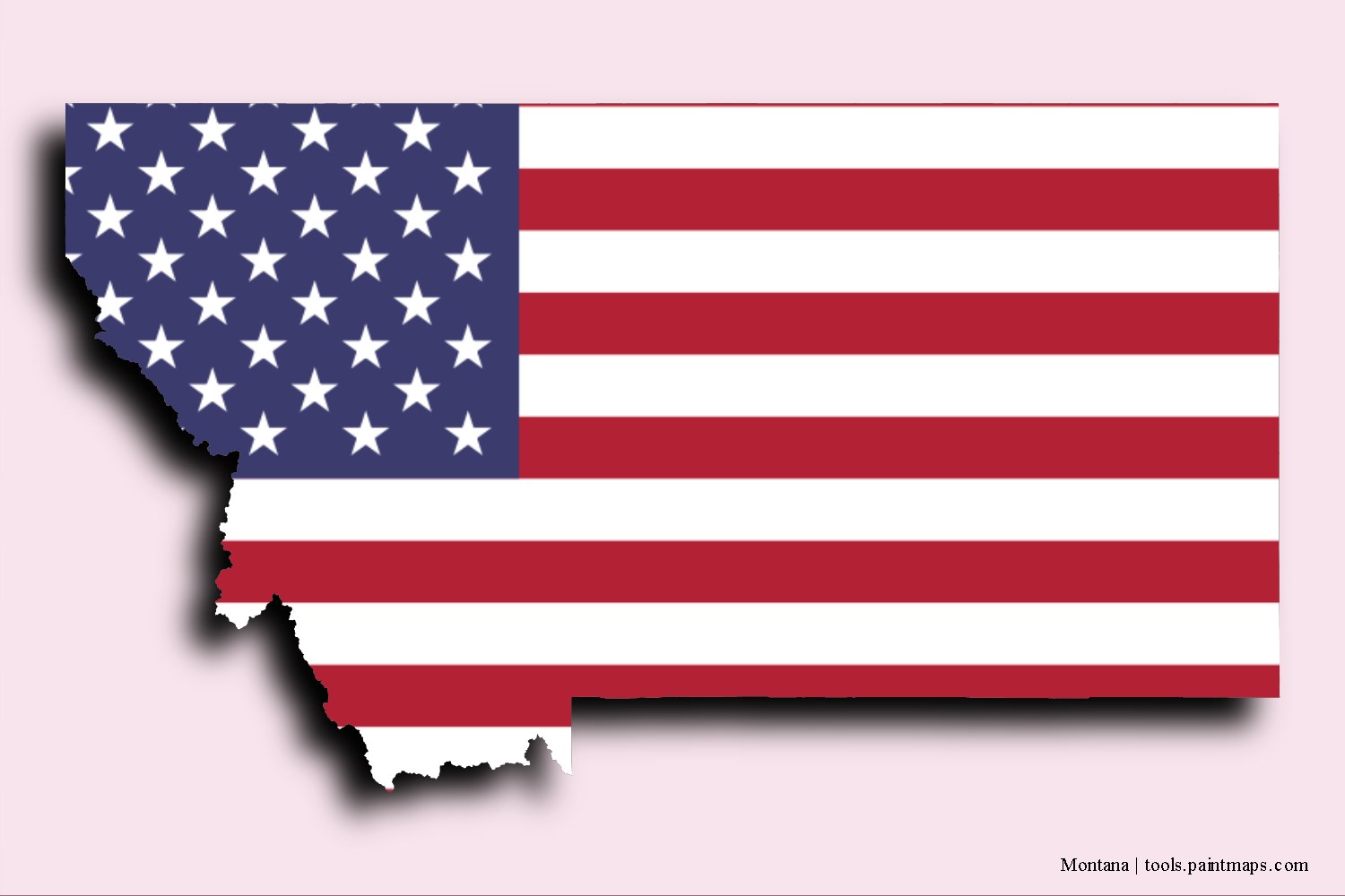 flag map of Montana with 3D shadow effect