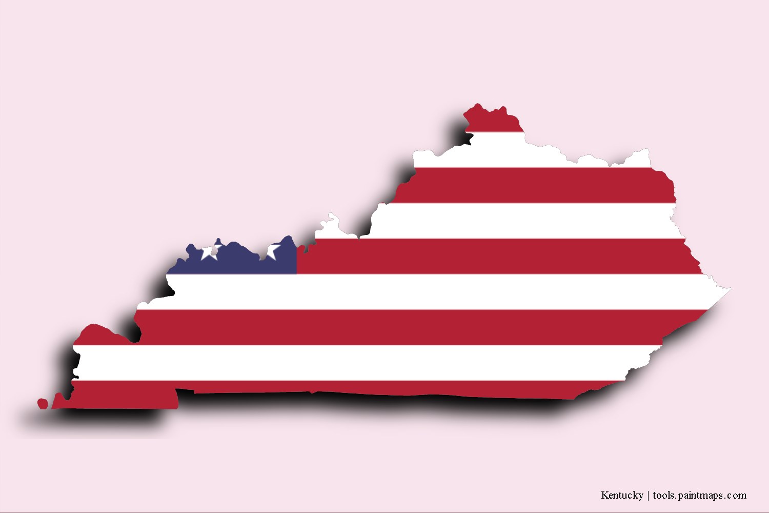 flag map of Kentucky with 3D shadow effect