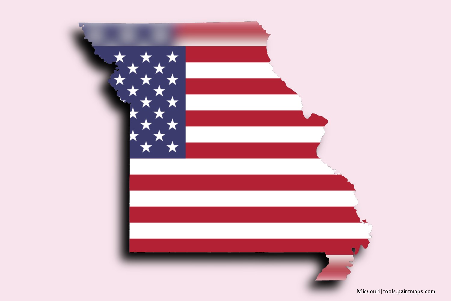 flag map of Missouri with 3D shadow effect