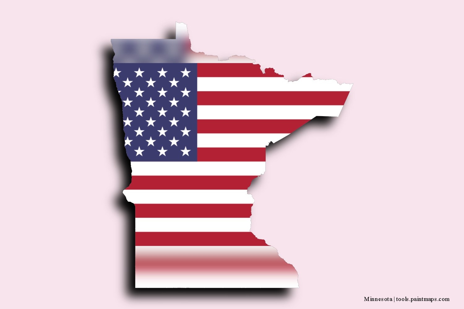 flag map of Minnesota with 3D shadow effect