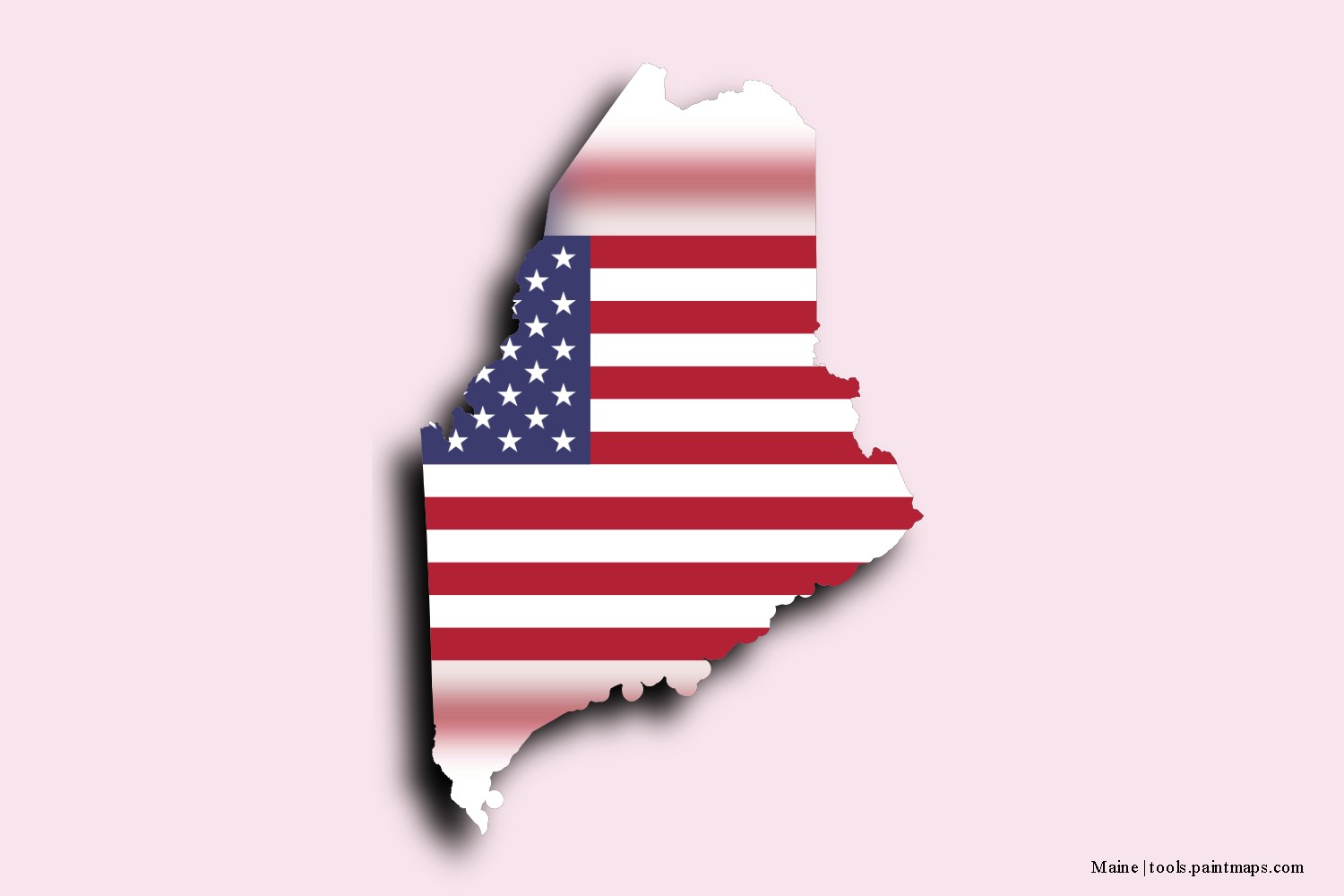 flag map of Maine with 3D shadow effect