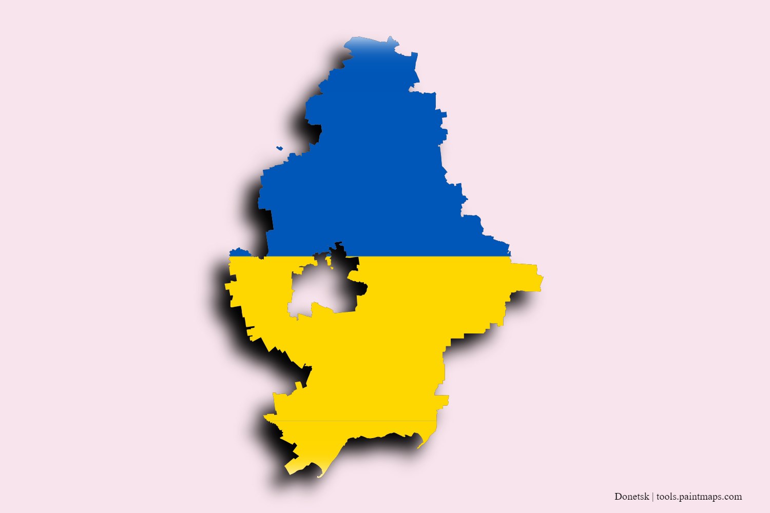 Mapa de la bandera de Donetsk con efecto de sombra 3D