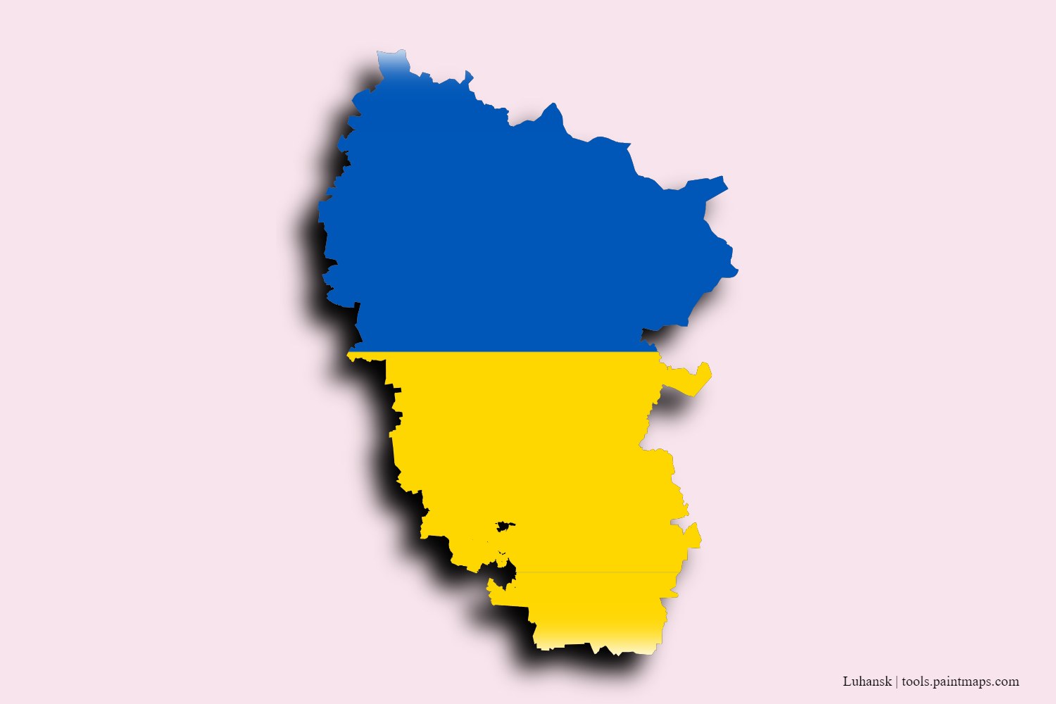 flag map of Luhansk with 3D shadow effect