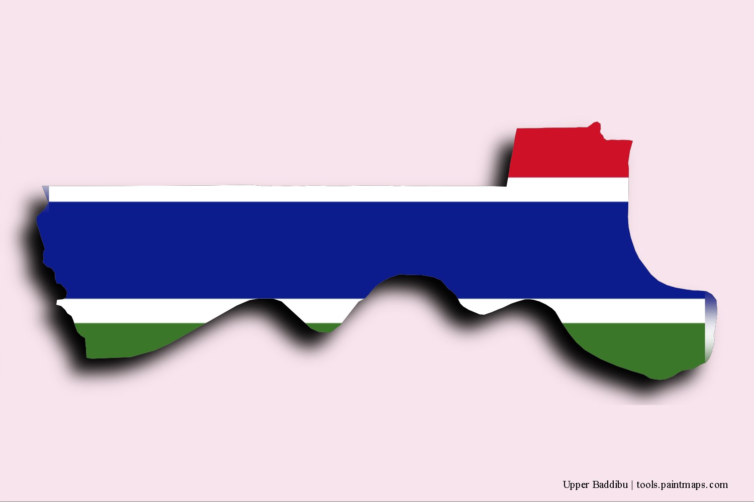 Mapa de la bandera de Upper Baddibu con efecto de sombra 3D