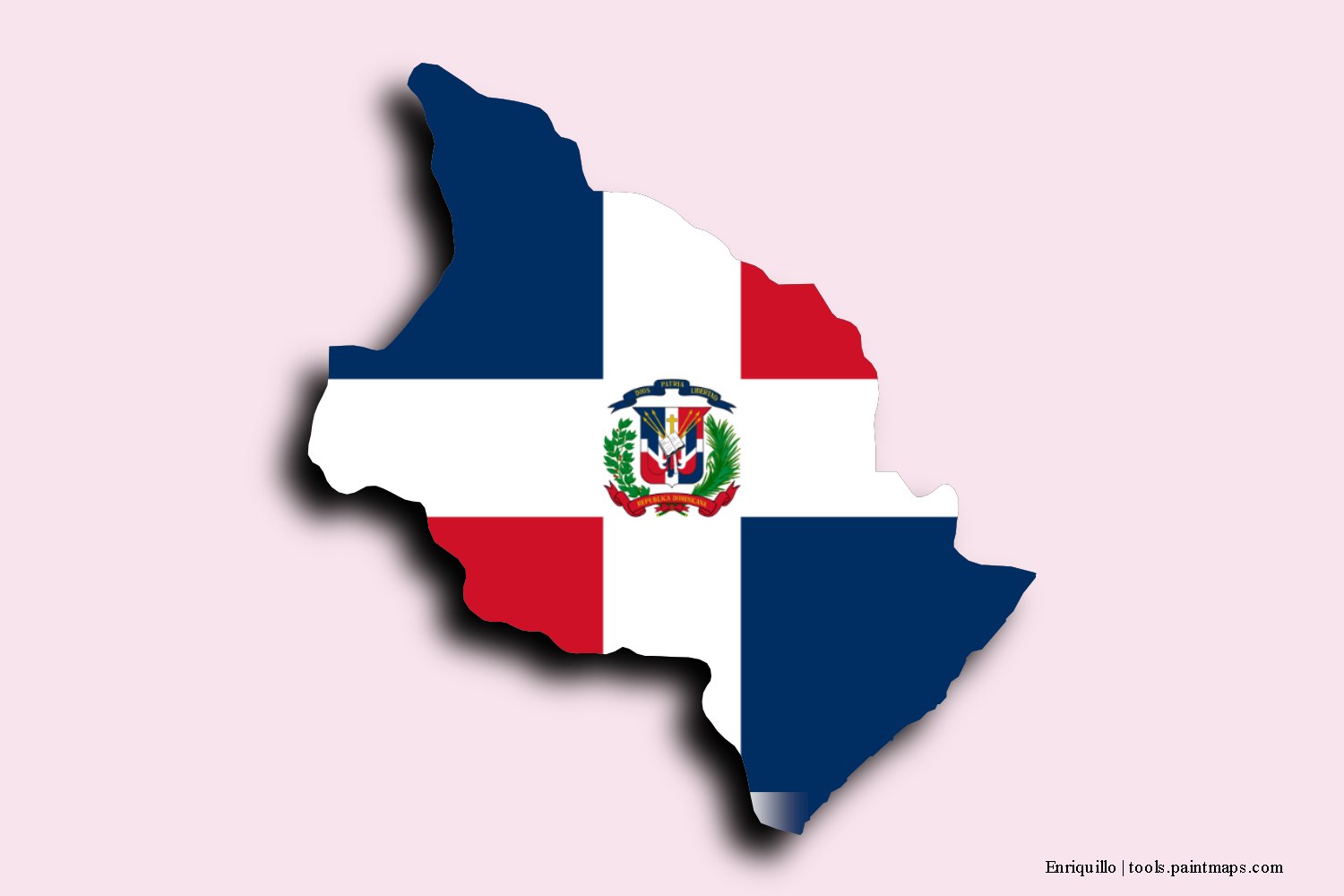 flag map of Enriquillo with 3D shadow effect