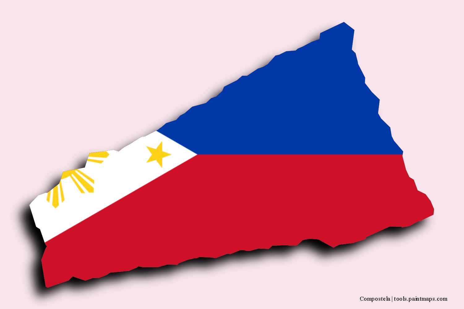 flag map of Province of Compostela Valley with 3D shadow effect