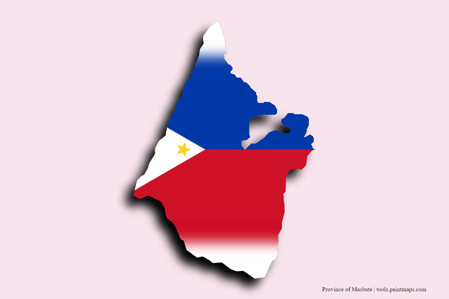 flag map of Province of Masbate with 3D shadow effect