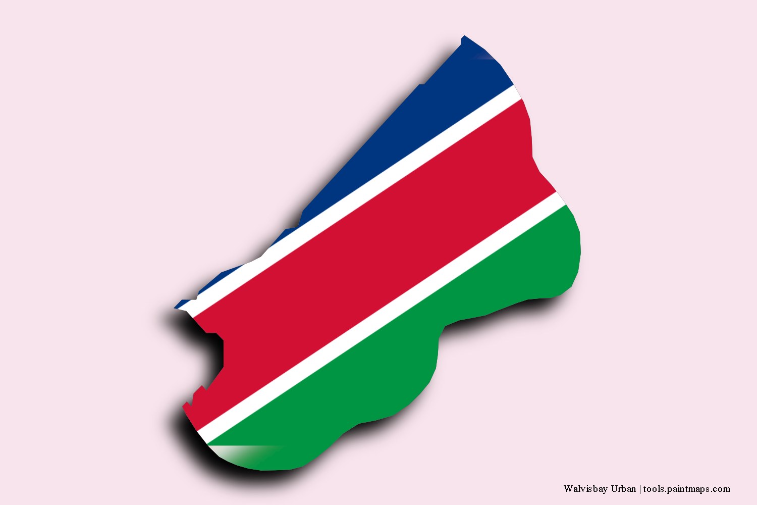 flag map of Walvis Bay Urban with 3D shadow effect