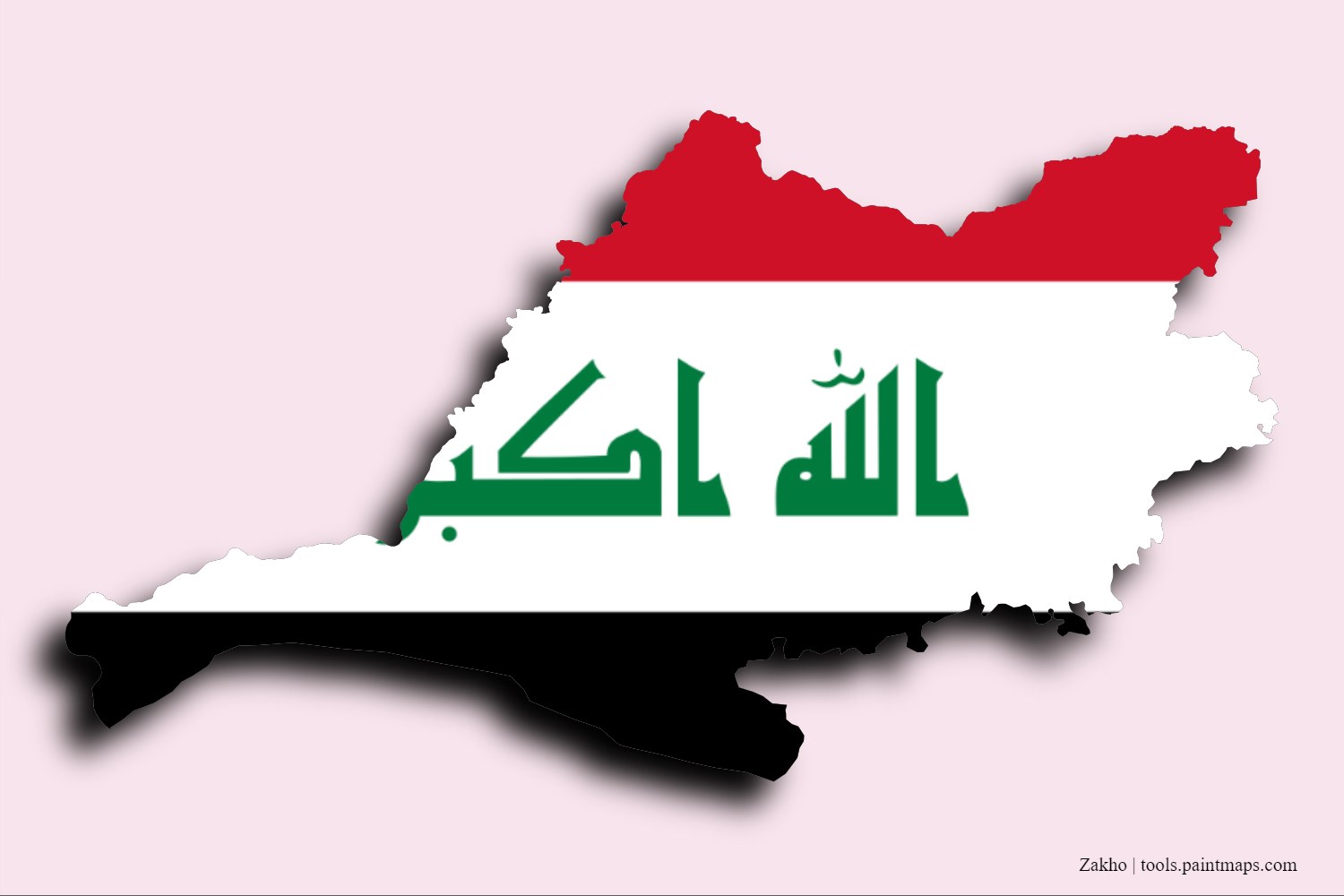 flag map of Zakho with 3D shadow effect