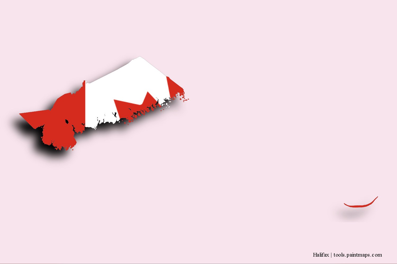 flag map of Halifax with 3D shadow effect