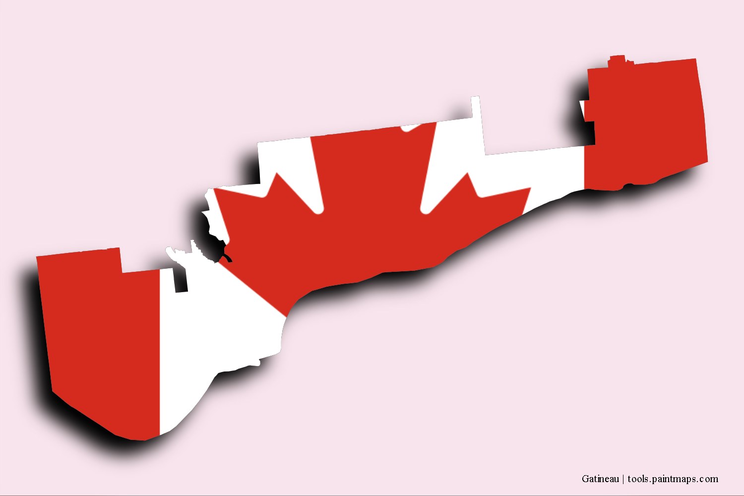 flag map of Gatineau with 3D shadow effect