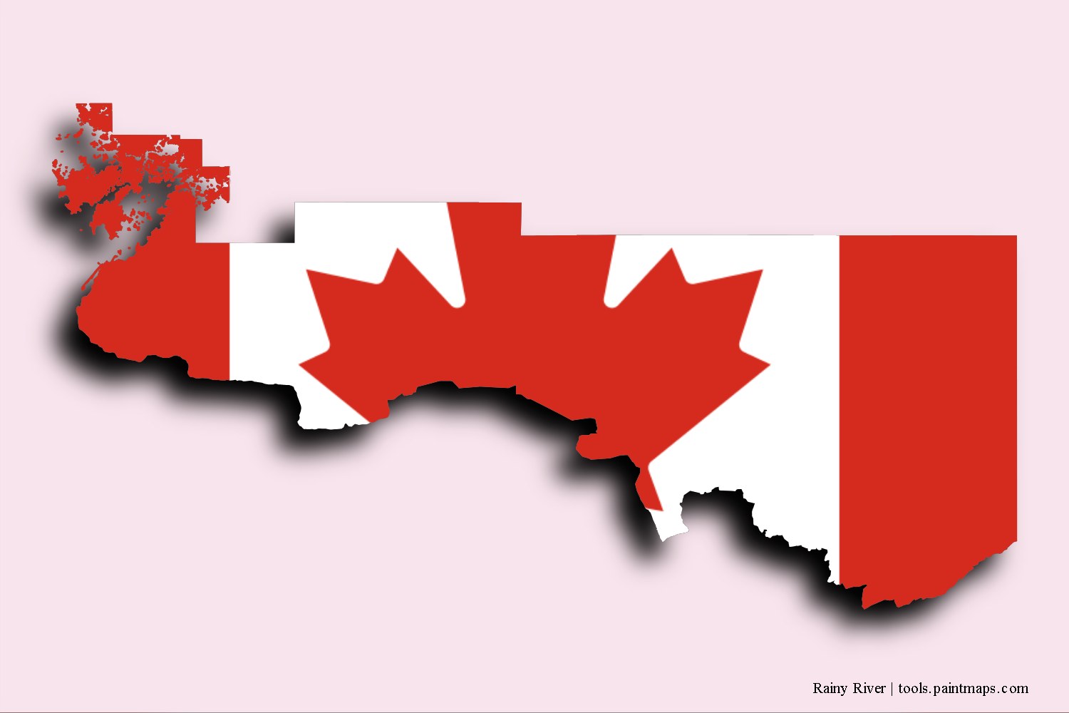 flag map of Rainy River with 3D shadow effect