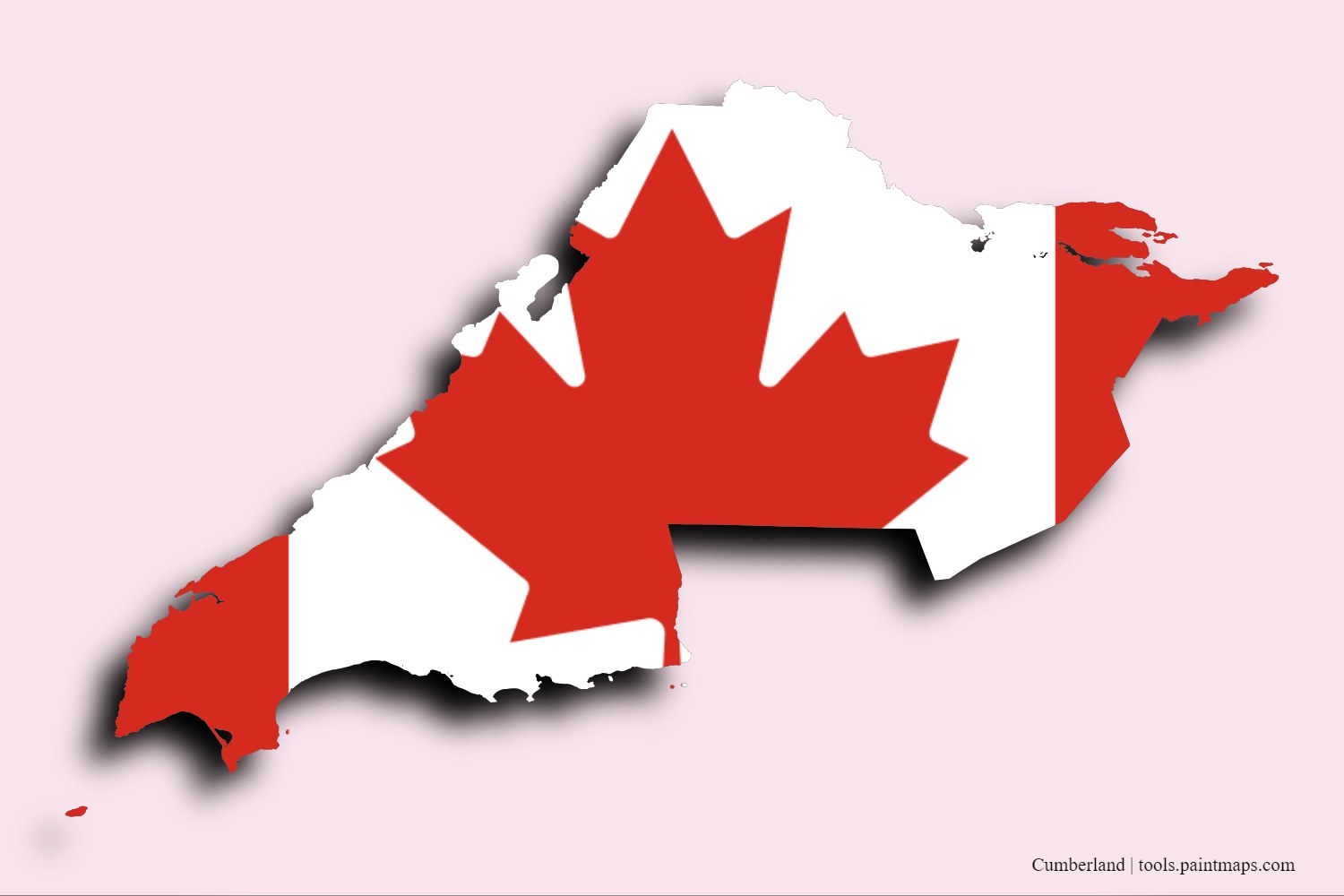 Mapa de la bandera de Cumberland con efecto de sombra 3D