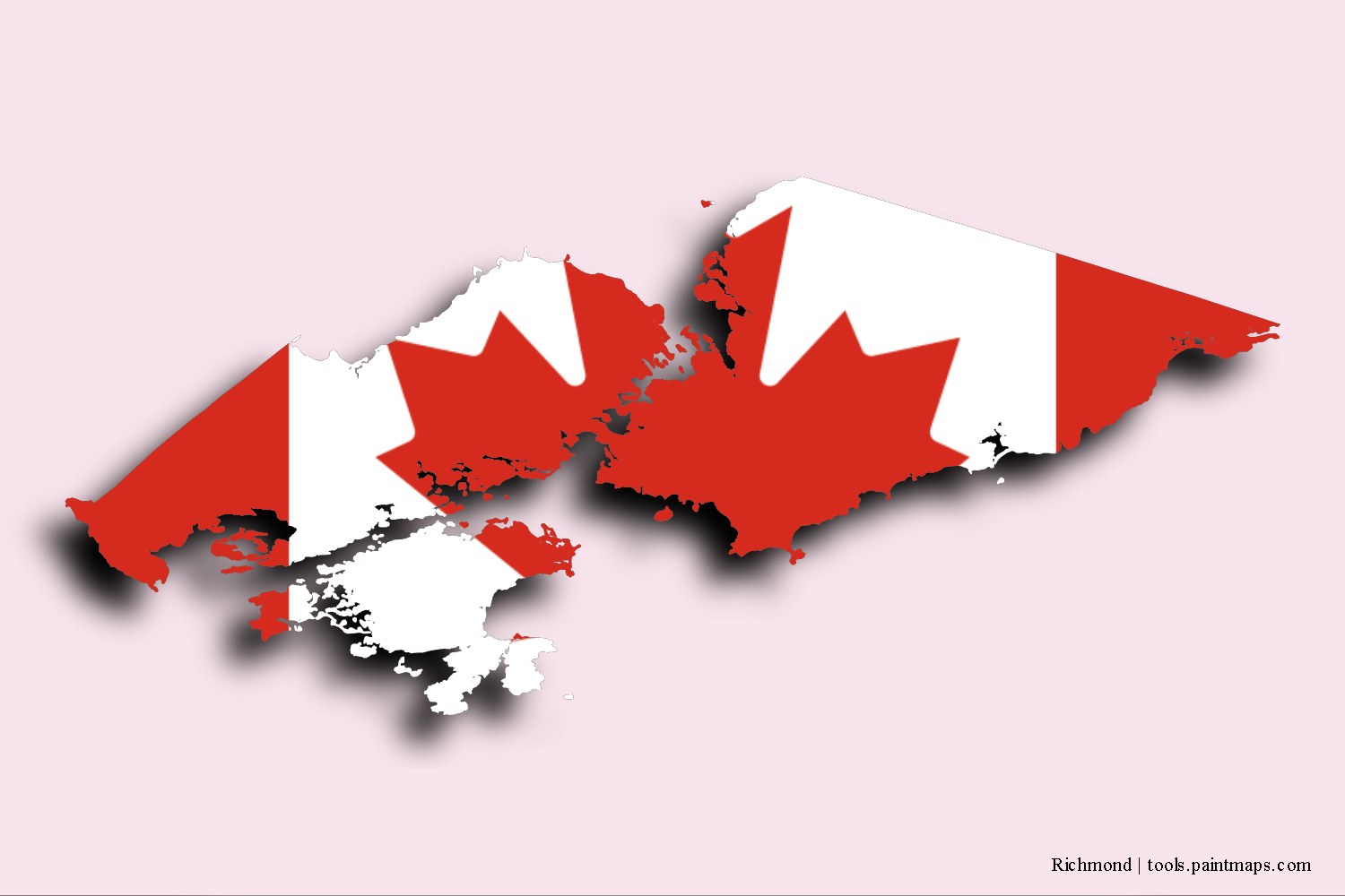 flag map of Richmond with 3D shadow effect