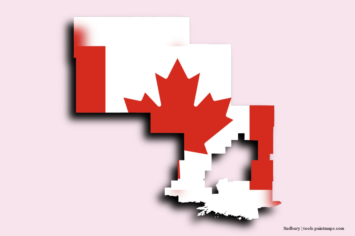 Mapa de la bandera de Sudbury con efecto de sombra 3D