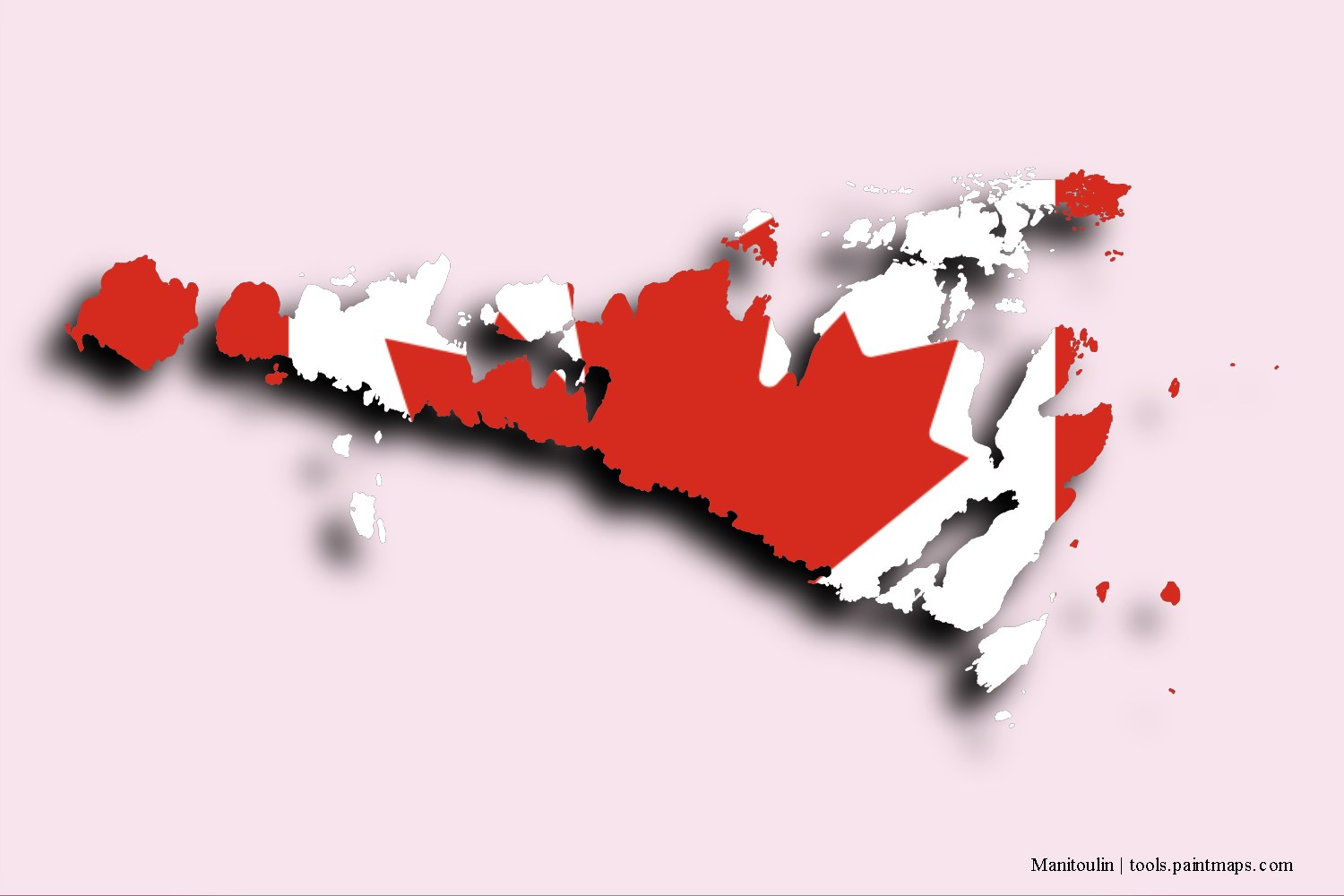 Bayraklı Manitoulin haritası (3D gölgeli)