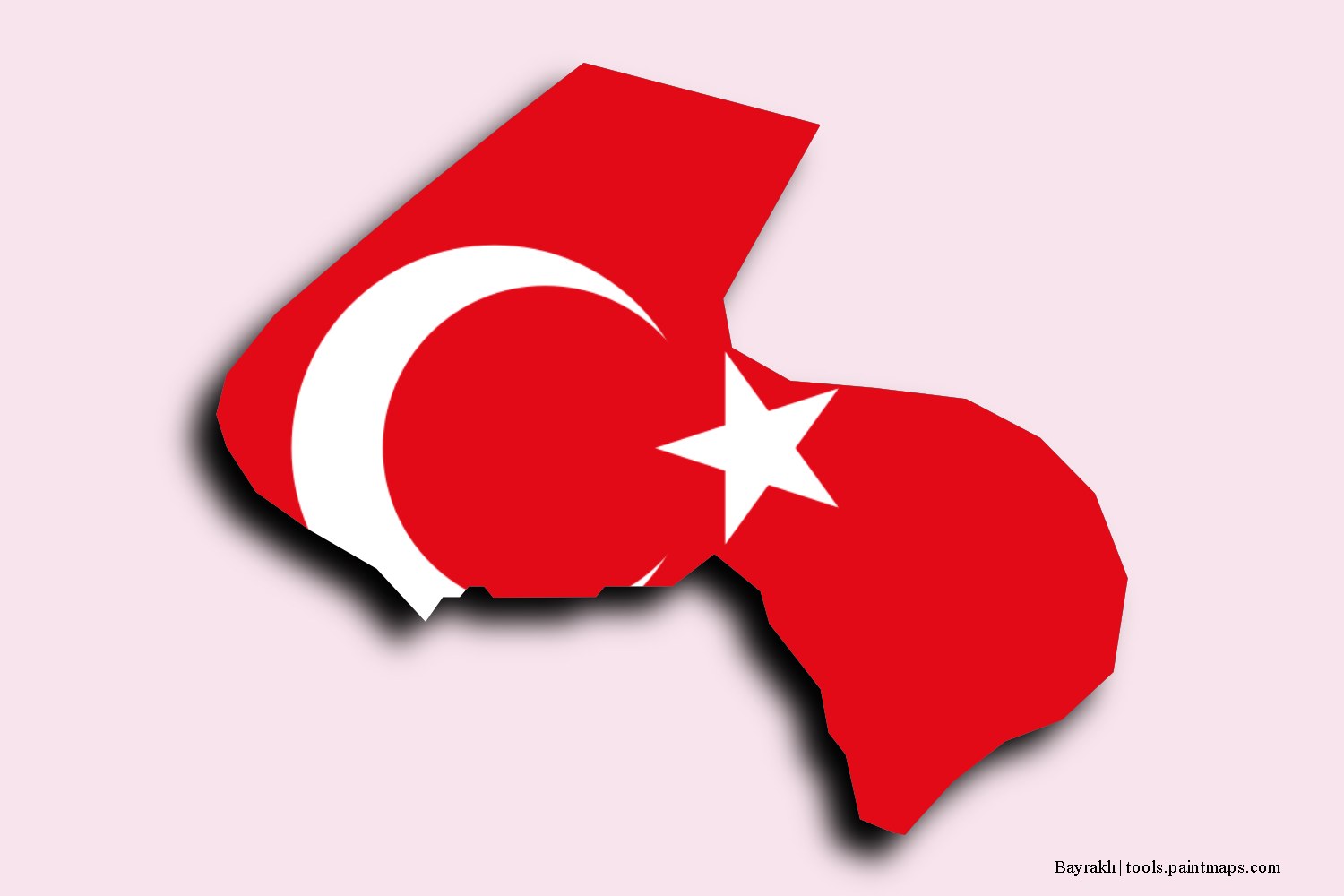 flag map of Bayraklı with 3D shadow effect