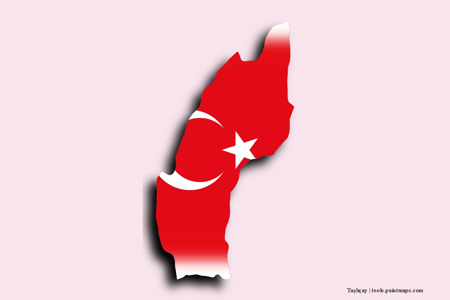 flag map of Tasliçay with 3D shadow effect