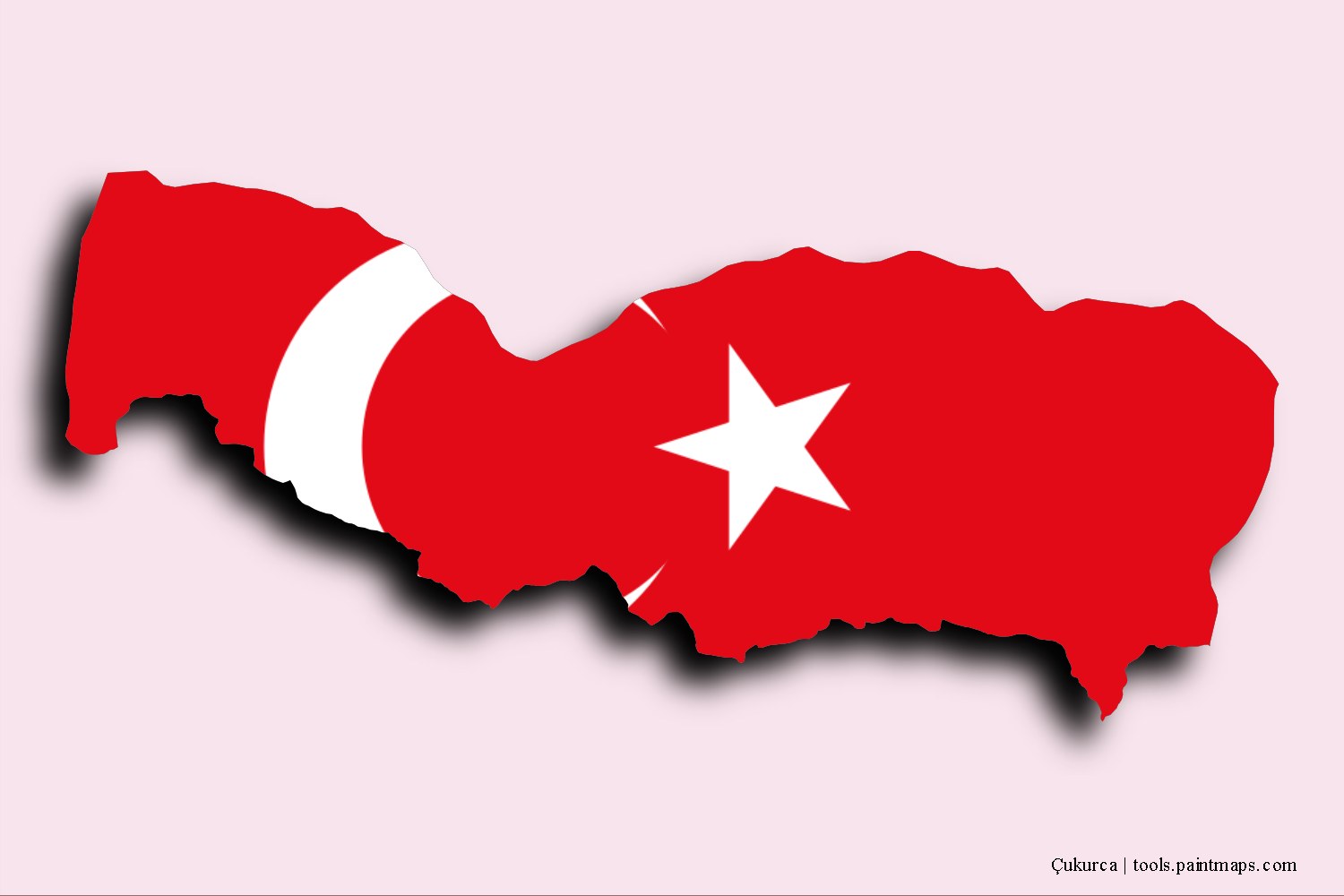 flag map of Çukurca with 3D shadow effect