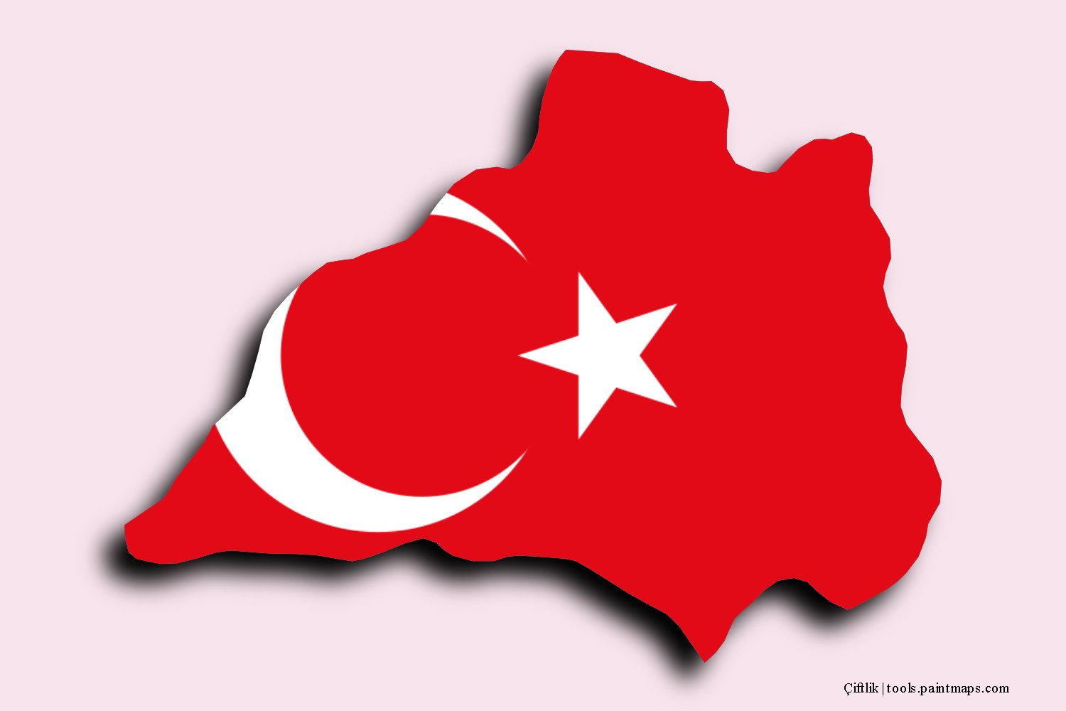 flag map of Çiftlik with 3D shadow effect