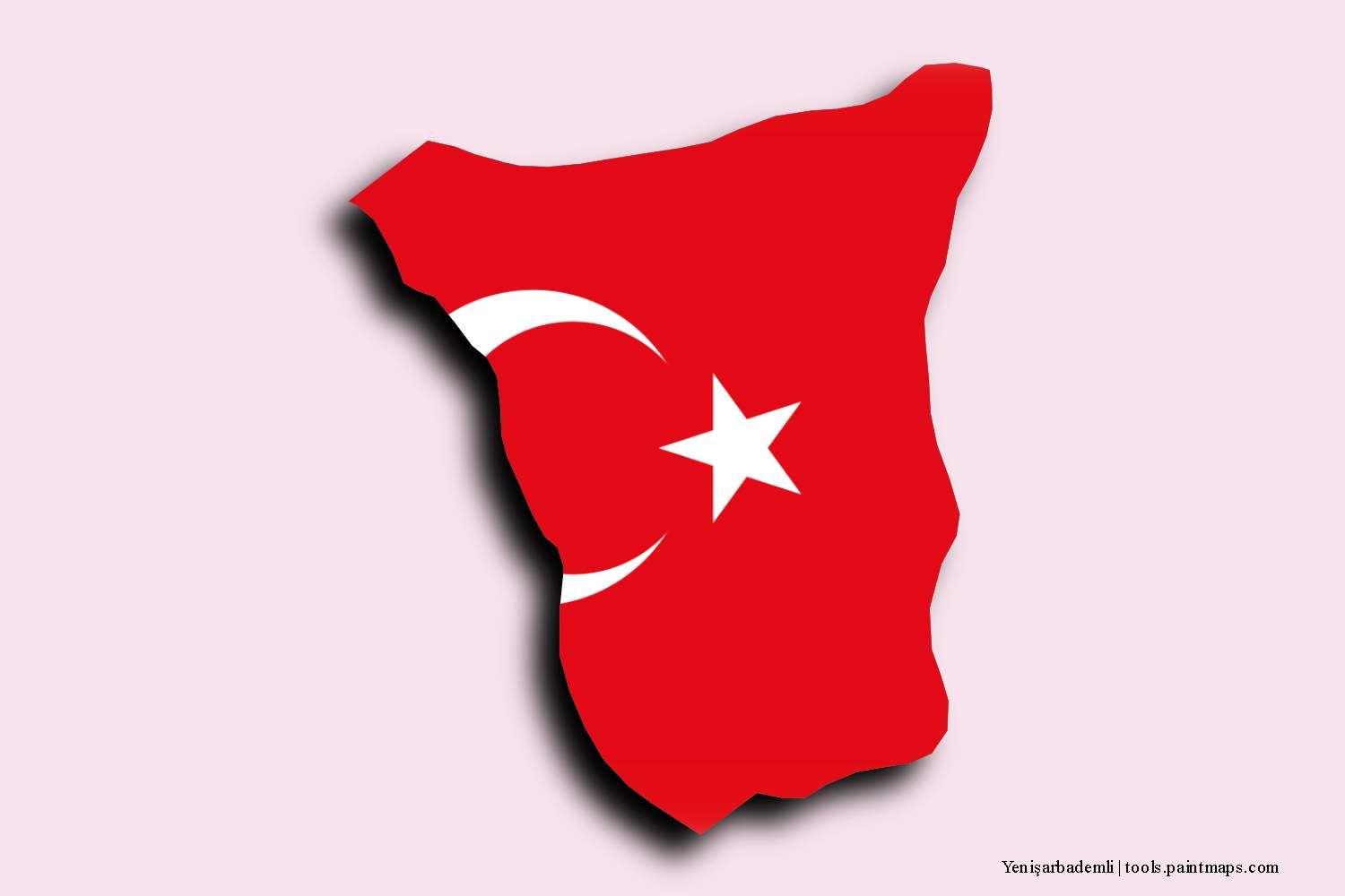 flag map of Yenisarbademli with 3D shadow effect