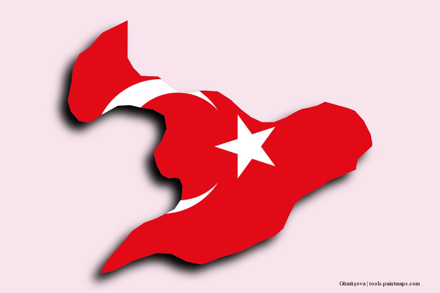 Mapa de la bandera de Gümüşova con efecto de sombra 3D