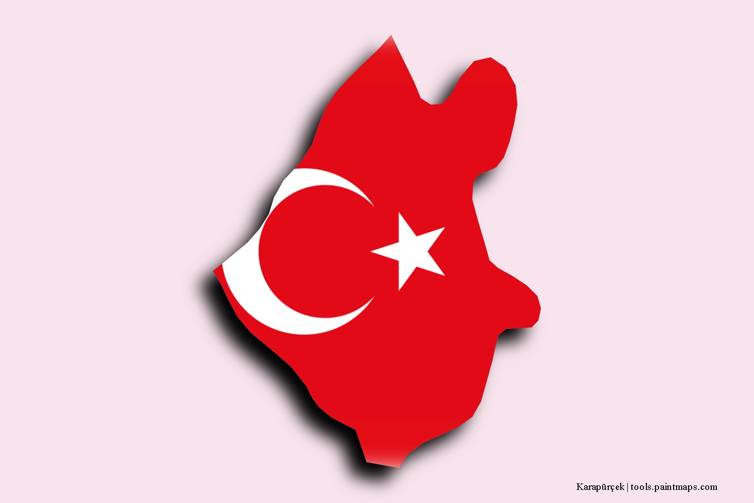 flag map of Karapürçek with 3D shadow effect