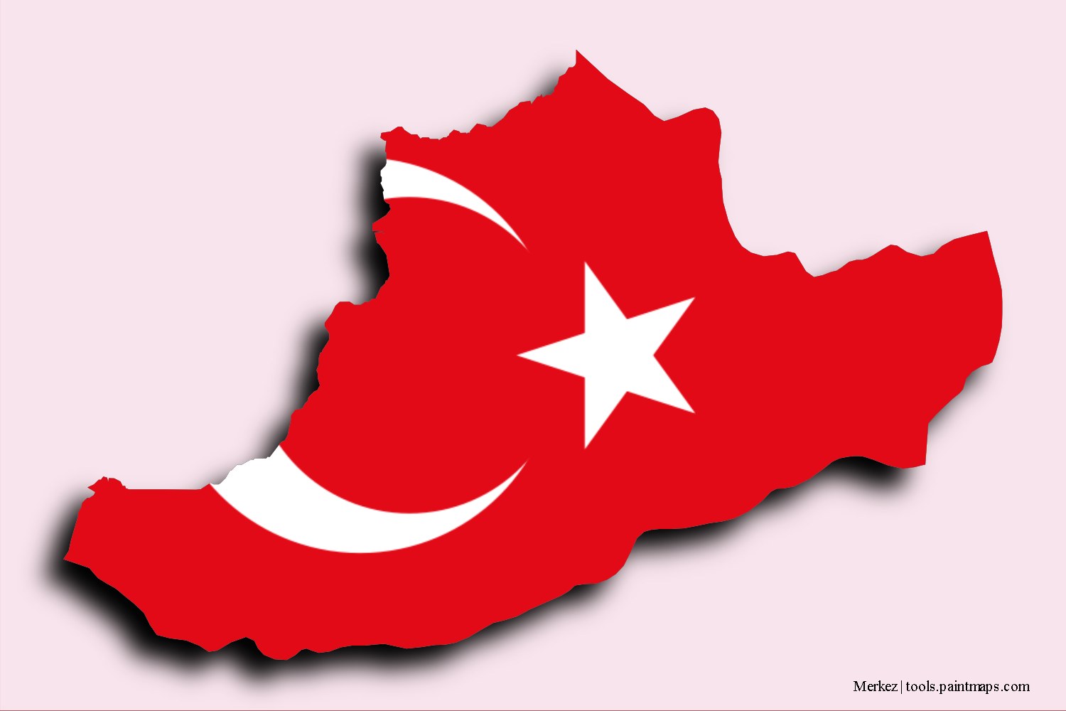 flag map of Merkez with 3D shadow effect