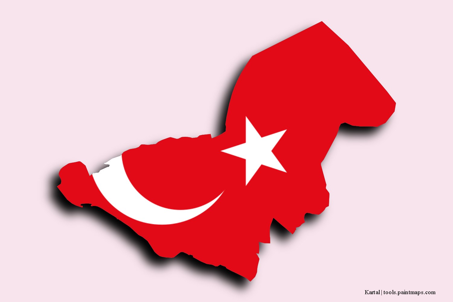 flag map of Kartal with 3D shadow effect