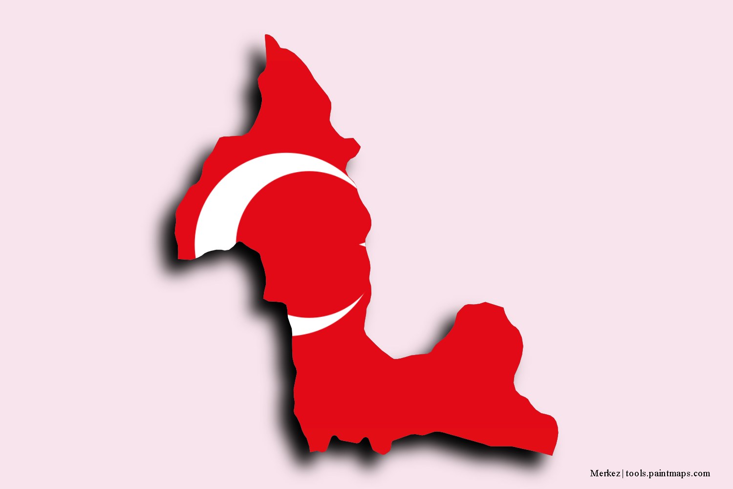 flag map of Merkez with 3D shadow effect