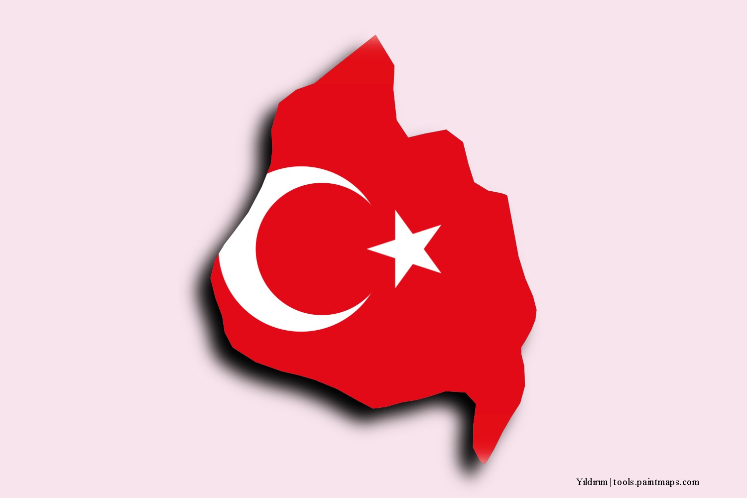 flag map of Yildirim with 3D shadow effect