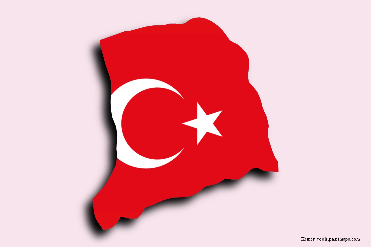 flag map of Kemer with 3D shadow effect