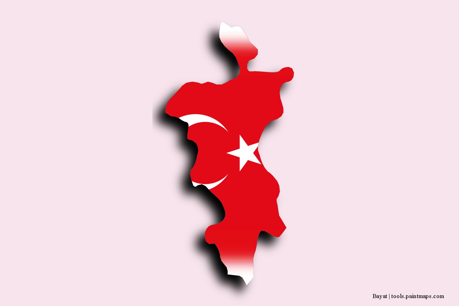 flag map of Bayat with 3D shadow effect