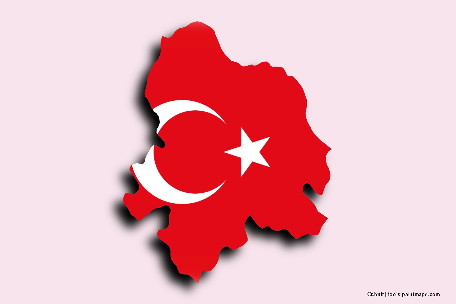 flag map of Çubuk with 3D shadow effect