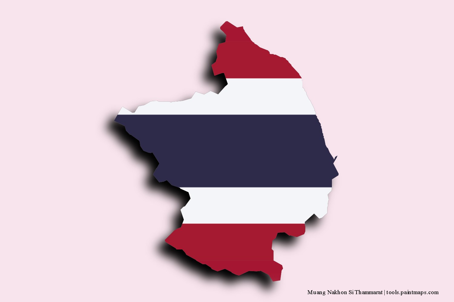 Mapa de la bandera de Muang Nakhon Si Thammarat con efecto de sombra 3D