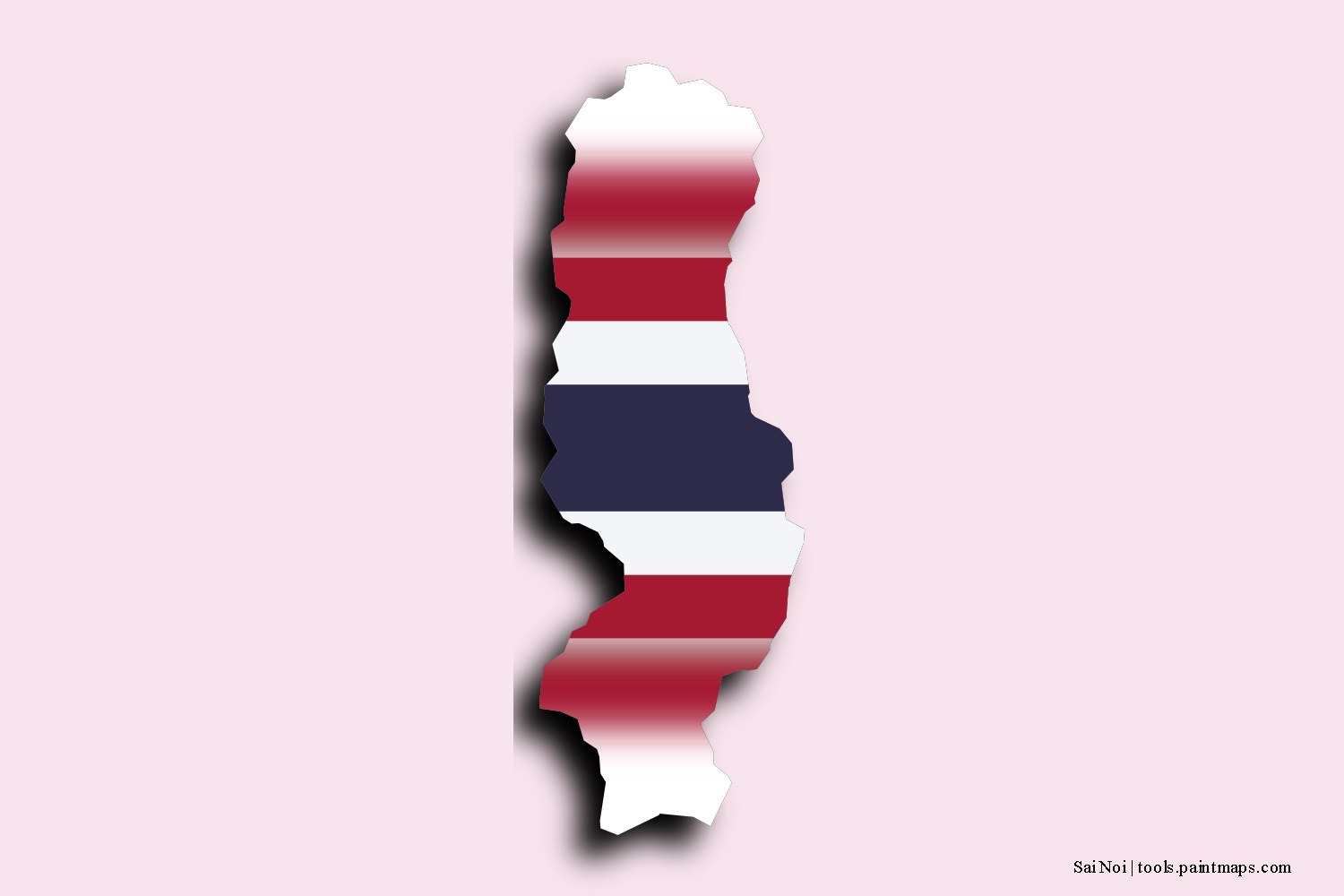 flag map of Sai Noi with 3D shadow effect