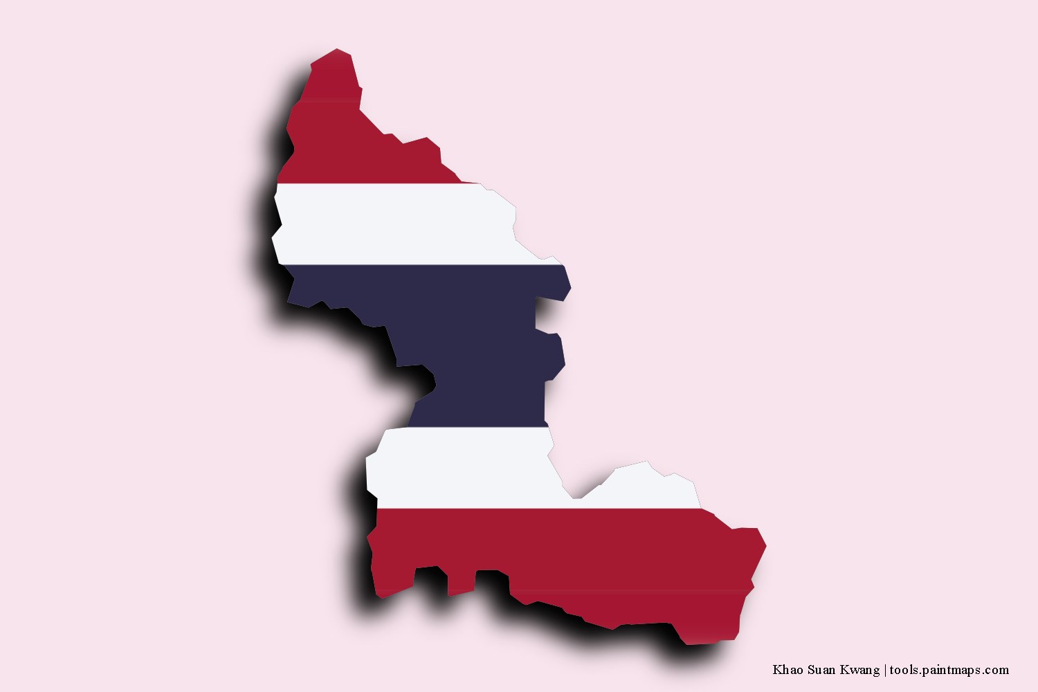 Mapa de la bandera de Khao Suan Kwang con efecto de sombra 3D